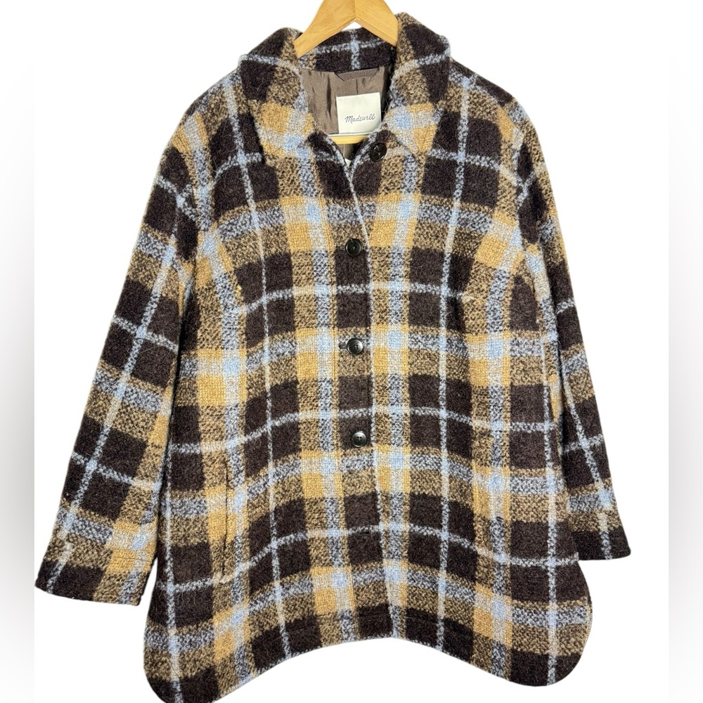 Women’s Madewell Belrose Shirt Jacket 1X XL Devon Plaid Alpaca Wool Blend‎ NEW